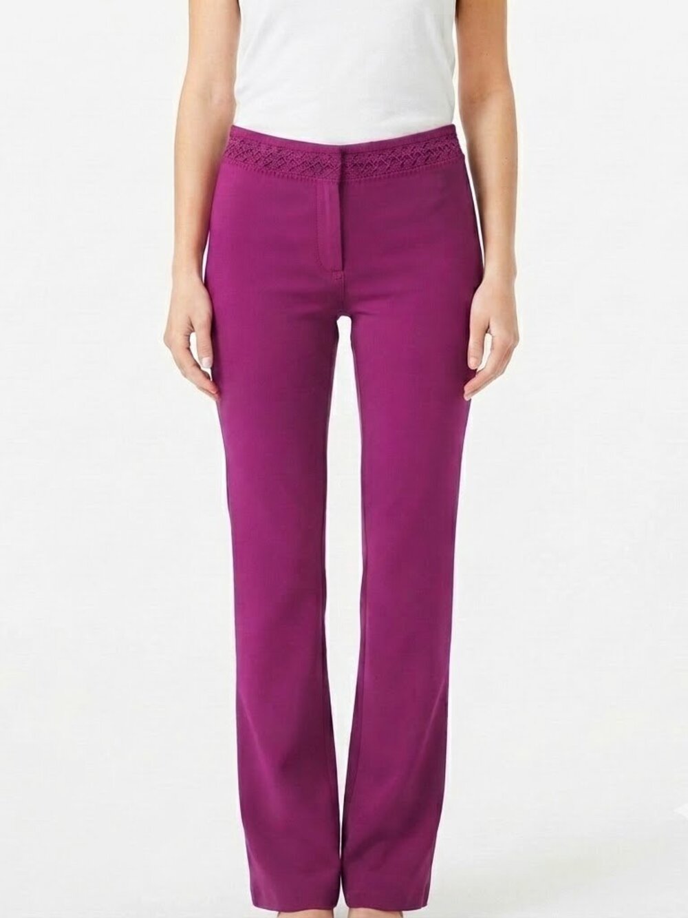 Gianni Versace Italian Wool Blend Crochet Waistband Purple Trouser NEW- Sz. 4/38